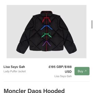 NWT Lisa Says Gah Black Puffer with Colorful Bows